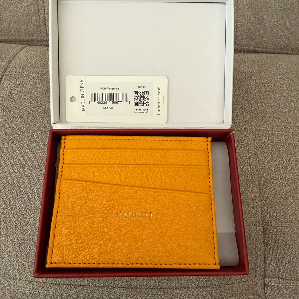 Hammitt Orange Leather Card Holder
